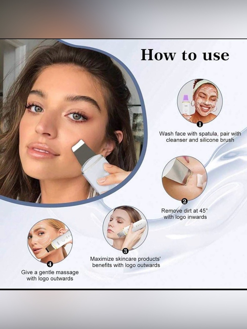 Ultrasonic Skin Scrubber Deep Cleanser - White - Picture 7 of 9